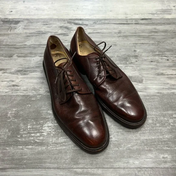 Salvatore Ferragamo Brown Pebble Grain Derbys 9 D Salvatore Ferraggamo Pebble Grain Leather Derby Brown Shoes  main image 4